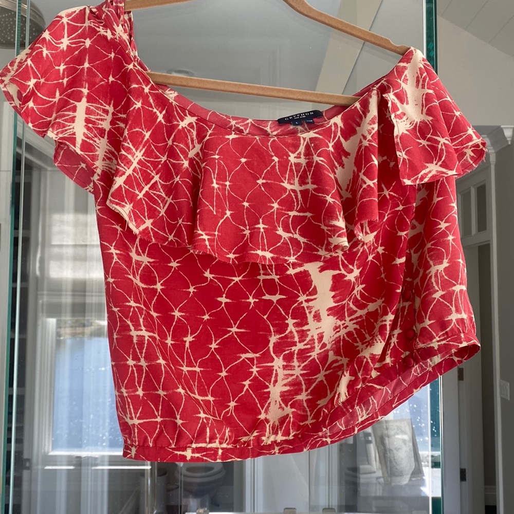 Gryphon NY silk one shoulder silk top